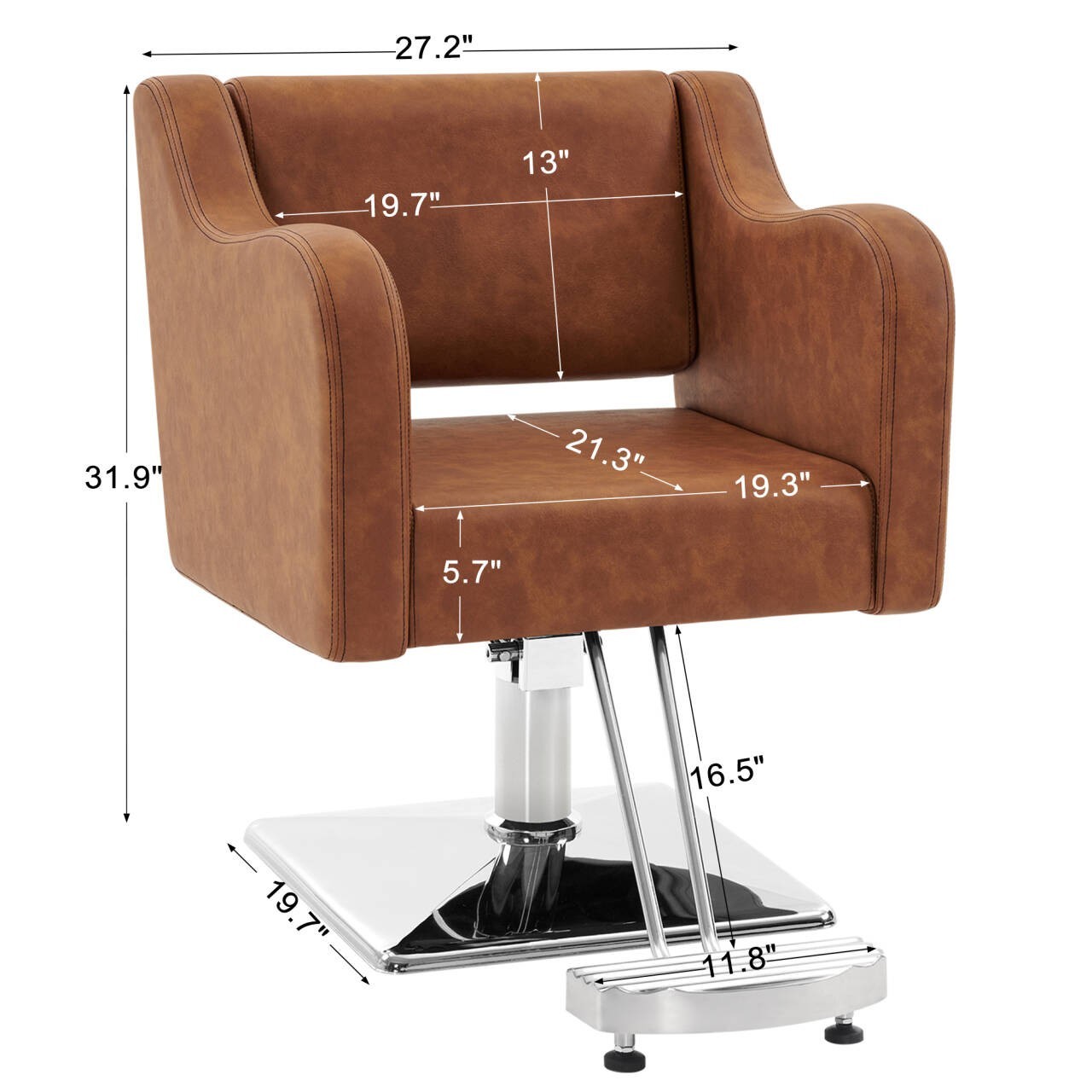 BarberPub Salon Chair for Hair Stylist, Hydraulic Barber Styling Chair Brown3802