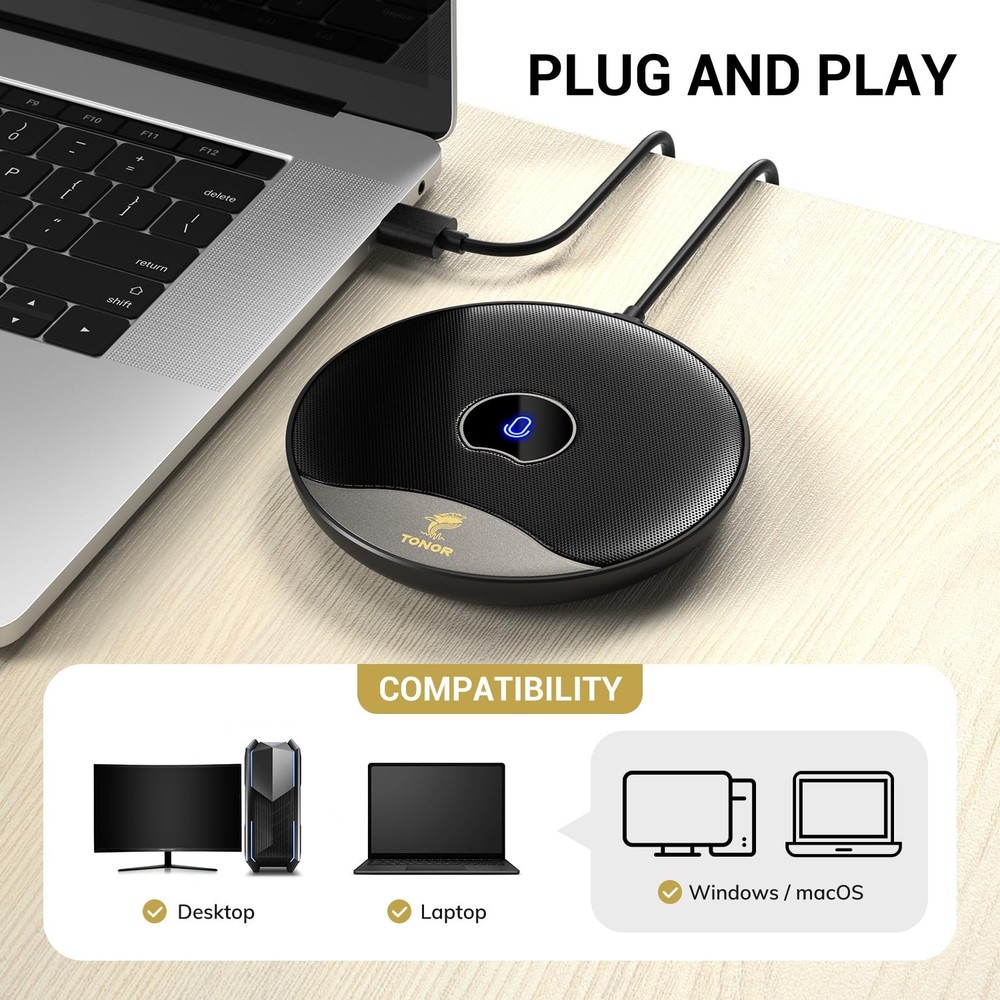 TONOR USB Conference Microphone, 360 Omnidirectional PC Computer Condenser Mic