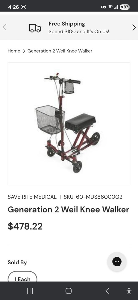 Knee Scooter Economy Walker