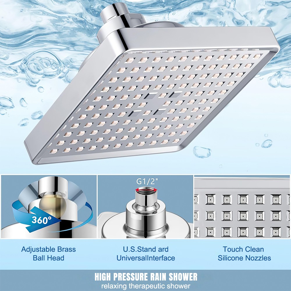 Shower Head High Pressure Rain Bathroom Luxury Showerhead Adjustable Replacement