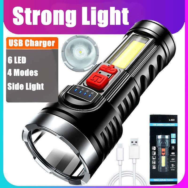 2pcs High Powered Super Bright Flashlight LED Rechargeable Police Security Torch
