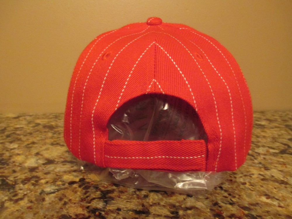 Red w/ White Pinstripes CORVETTE Hook & Loop Strap Baseball Hat - NWOT