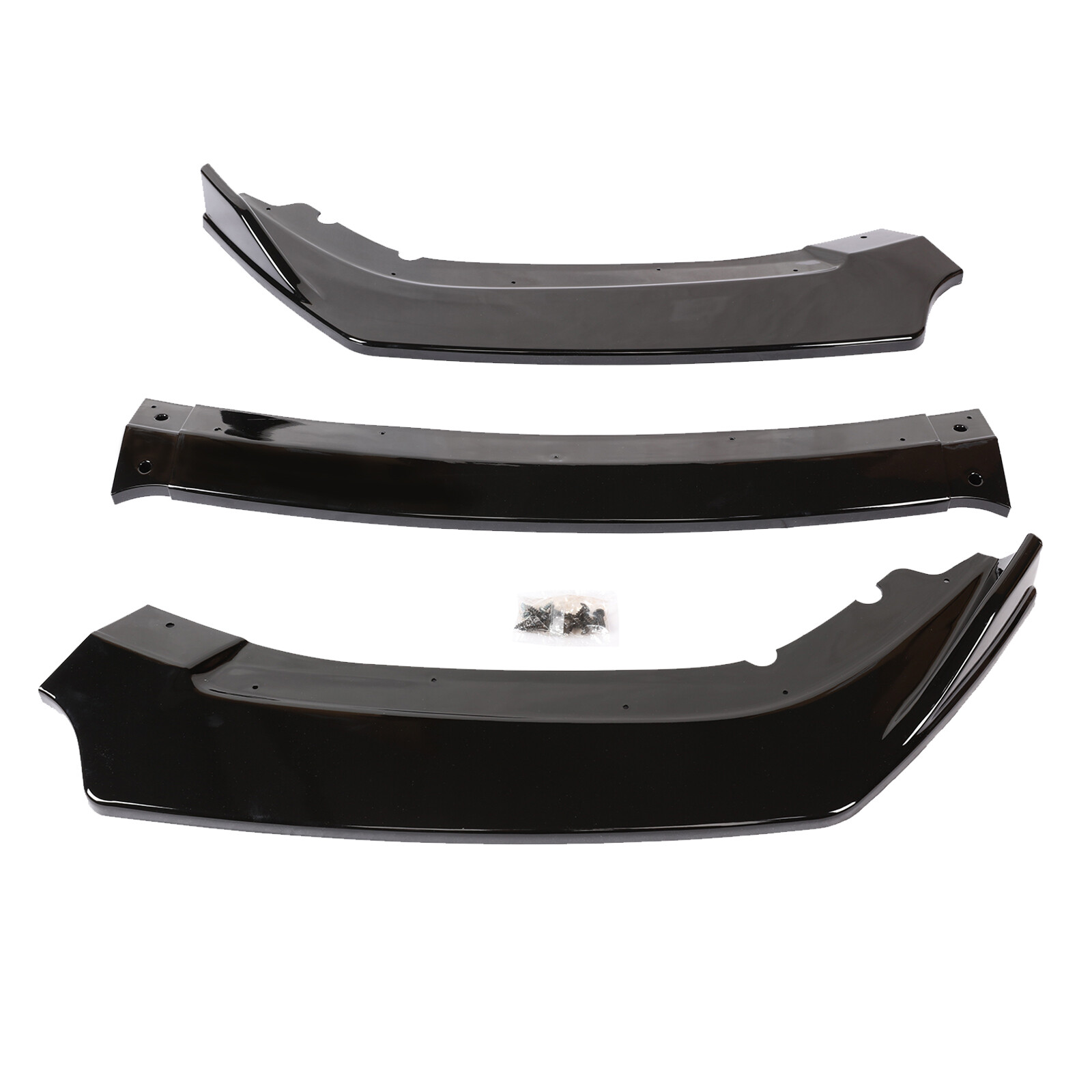 Glossy Black Front Bumper Splitter Spoiler Lip For 2016-2021 Honda Civic 3PCS
