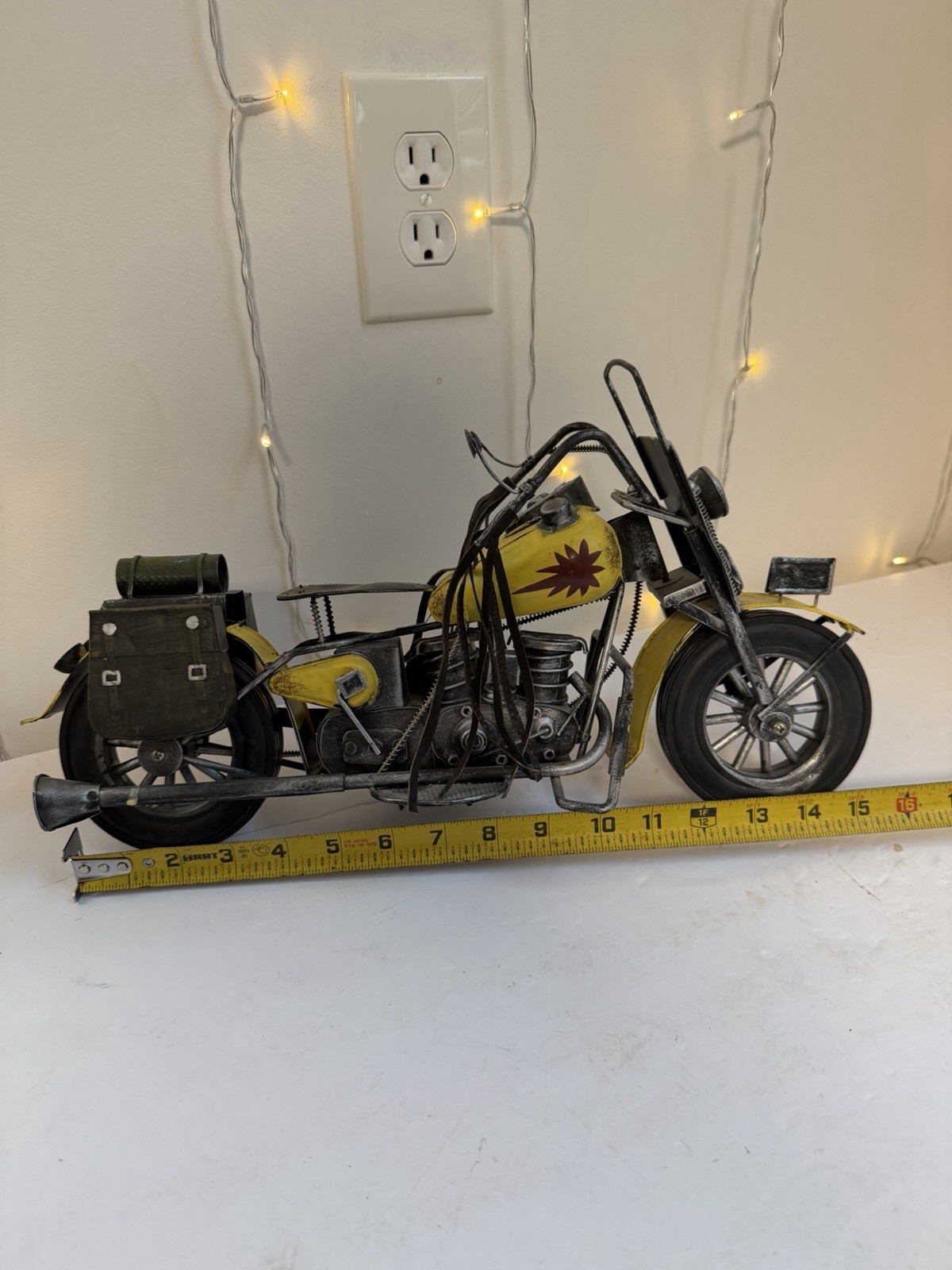 Vintage Style Metal Motorcycle Sculpture Retro Industrial Home Decor