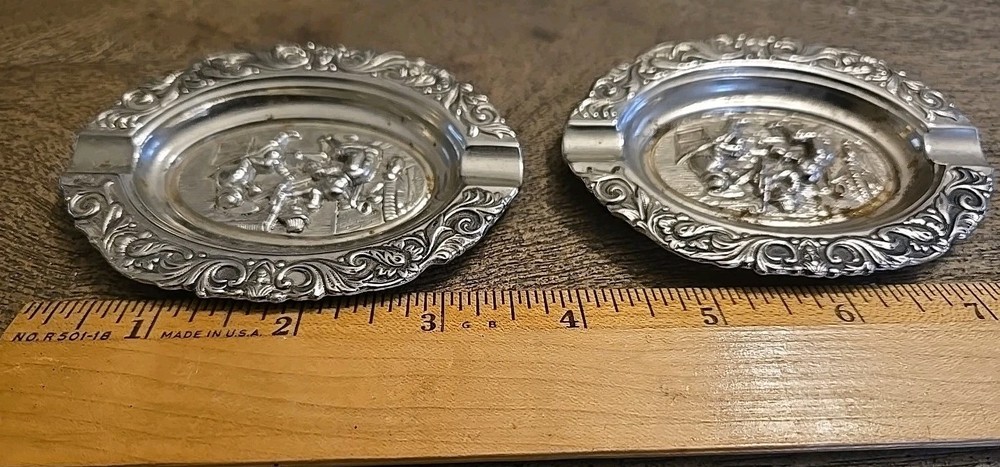 2 Small Vintage Silver Plated Ashtrays See All Pics And Description