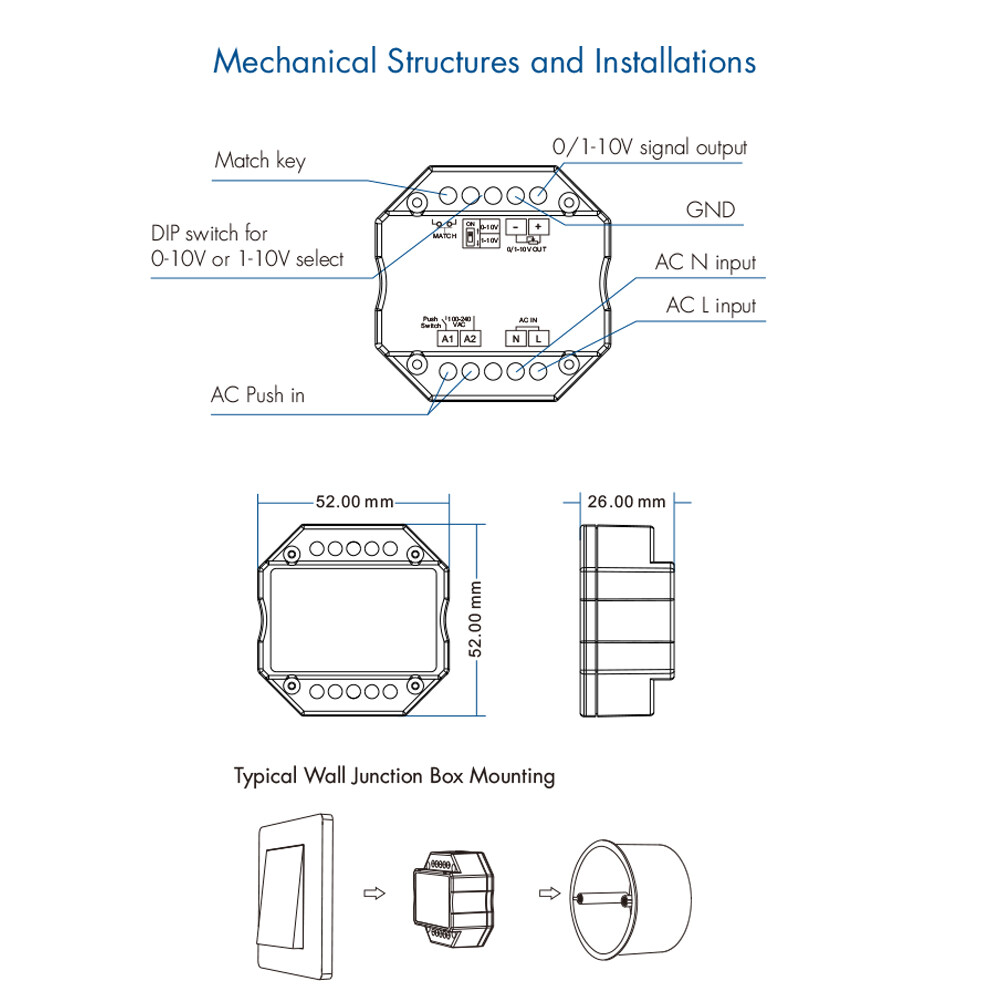 1-4Pack Zigbee 0-10V AC LED Dimmer Switch Module Wireless Remote Control fr Lamp