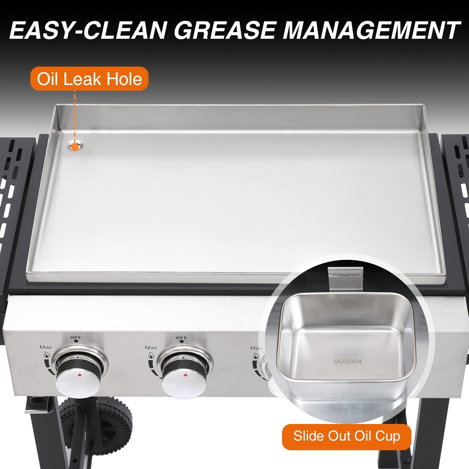 Propane Gas Griddle 4-Burner Flat Top Grill Griddle with Wheel Cover for Outdoor