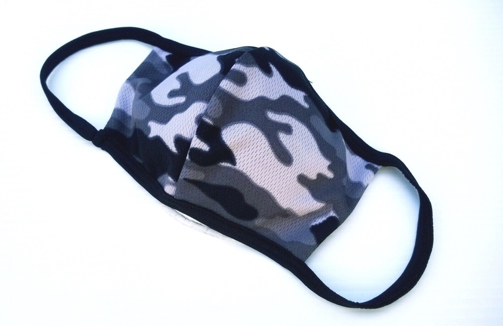 Gray camouflage face mask DRI-FIT flexible, double layer, washable