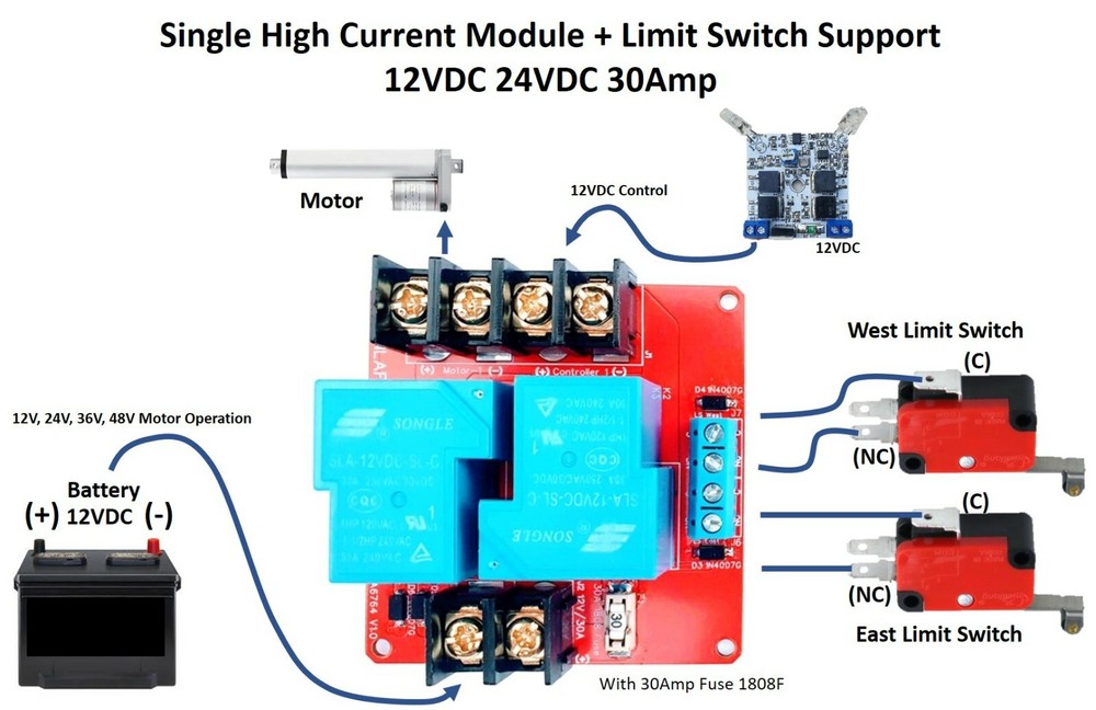 12V 24V 30A Single Relay Module Limit Switch's PV Panel Sun Tracking Control DIY