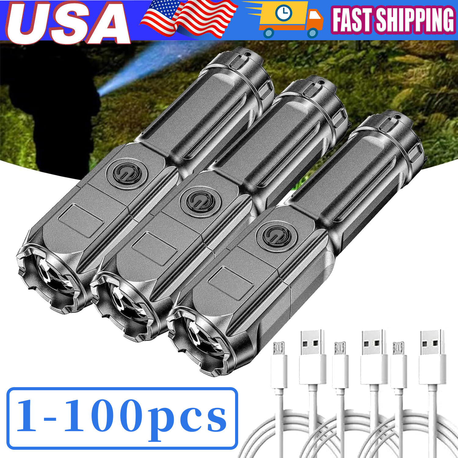 Rechargeable 990000LM LED Flashlight Tactical Police Super Bright Torch Zoomable