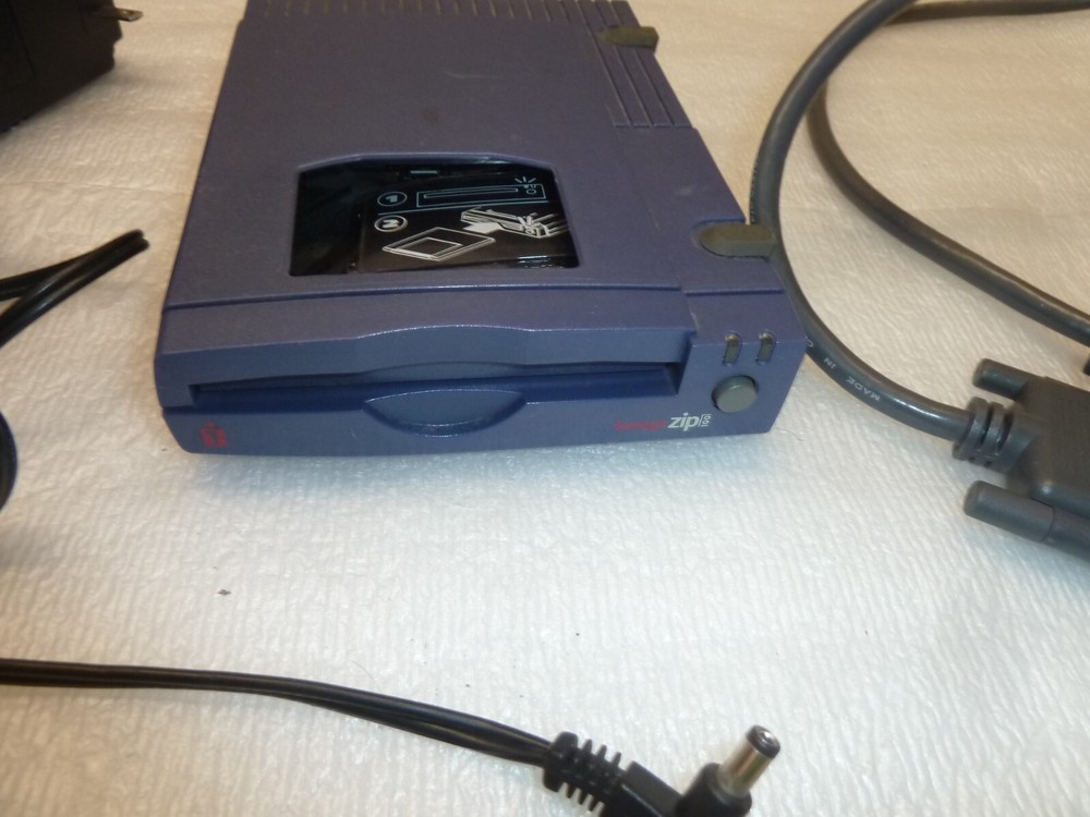 Lomega Zip 100 External Drive Original AC Adapter Parallel Cable