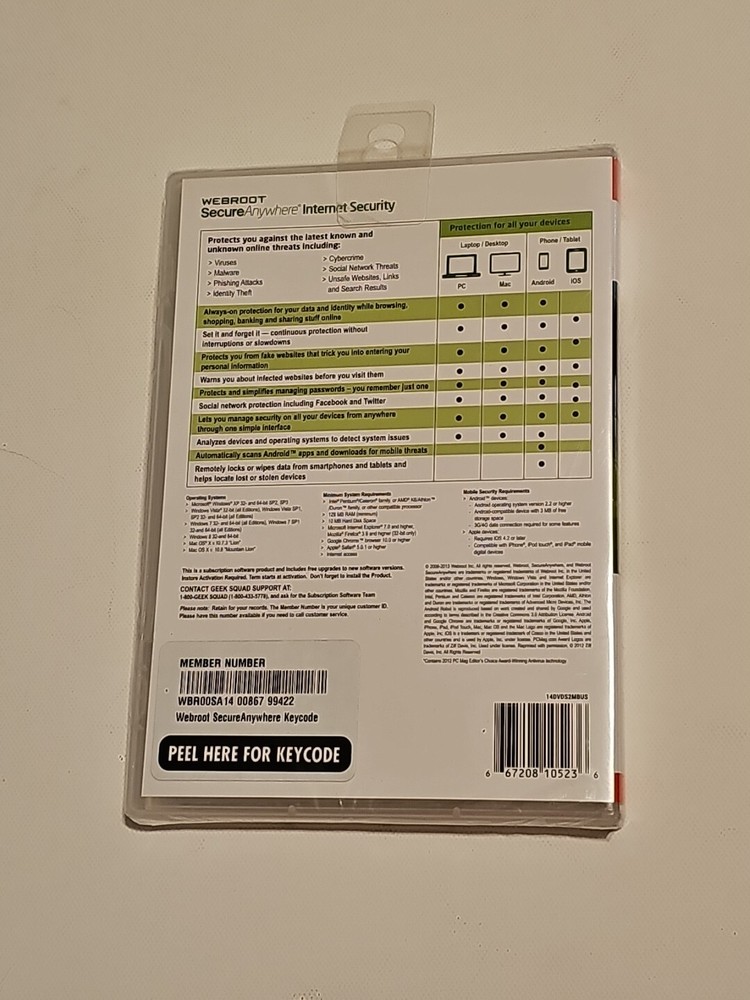 Webroot SecureAnywhere Internet Security - Full Version for Windows & Mac SEALED