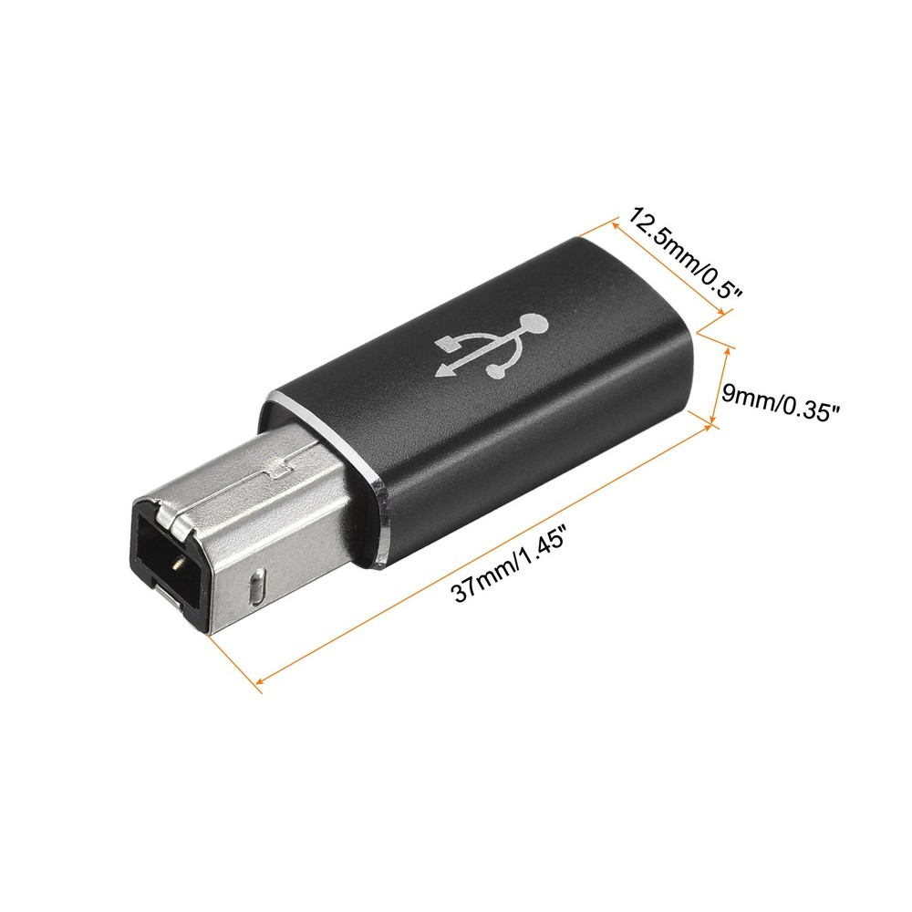 USB C to Printer Convert Adapters Type C to USB B Adapters Black /2 Pcs