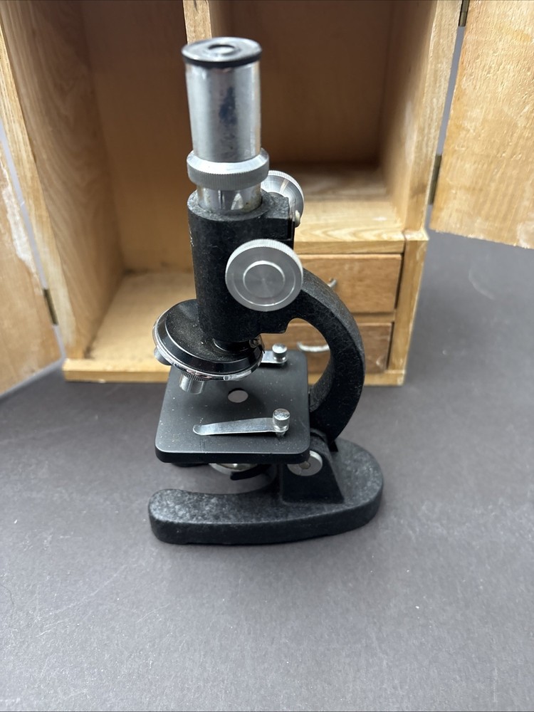 Vintage Precision Optical Co. Microscope Model 500 with CASE +LIGHT + Slides