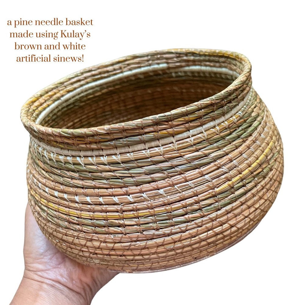 Kulay Brown Bobbin Artificial Deer Sinew Waxed Flat Poly Thread, 20