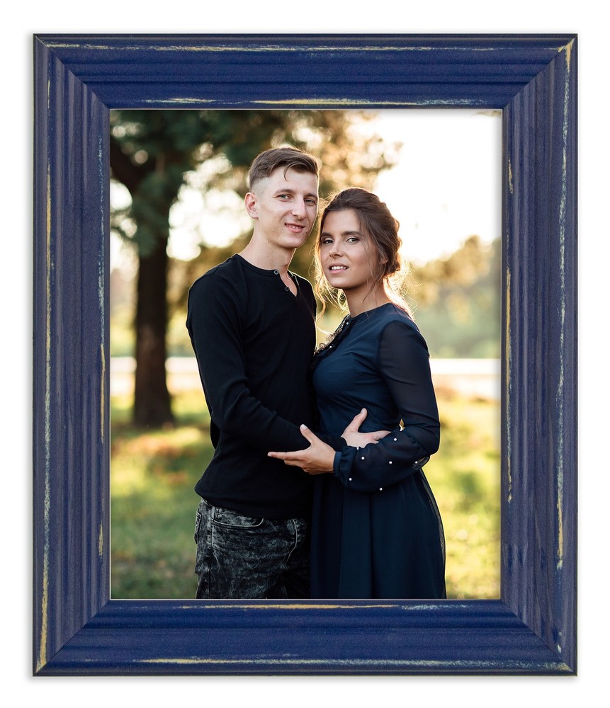 Distressed Lucy - Deep Blue Picture Frame - Solid Wood