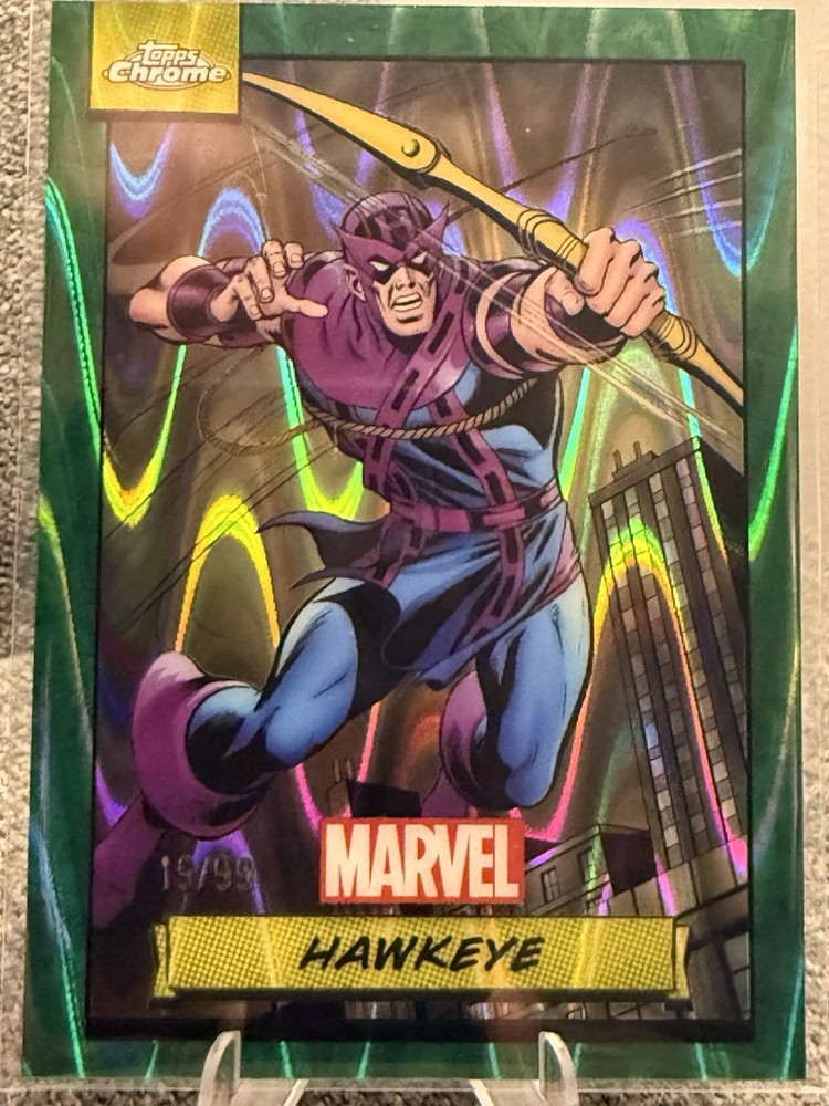 Marvel Masterpieces Hawkeye Red PMG And Chrome Card Bundle