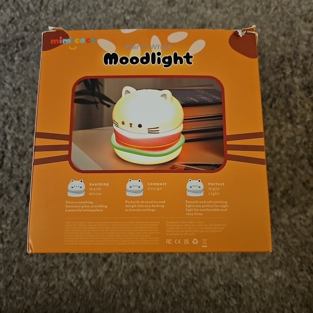 Mimicoco Warm White Moodlight BURGER CAT 🐱 Tested