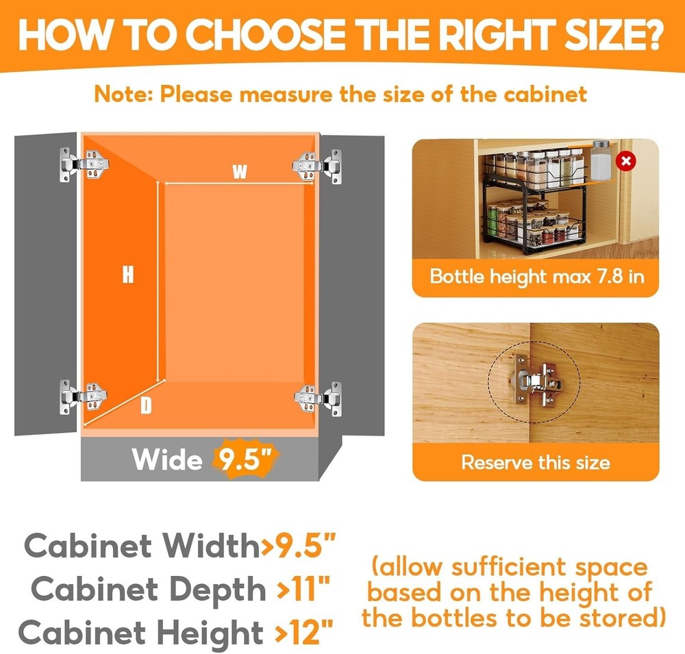 Spice Rack Organizer for Cabinet, 2 Tier Vertical Pull Out Spice Rack – Heavy...
