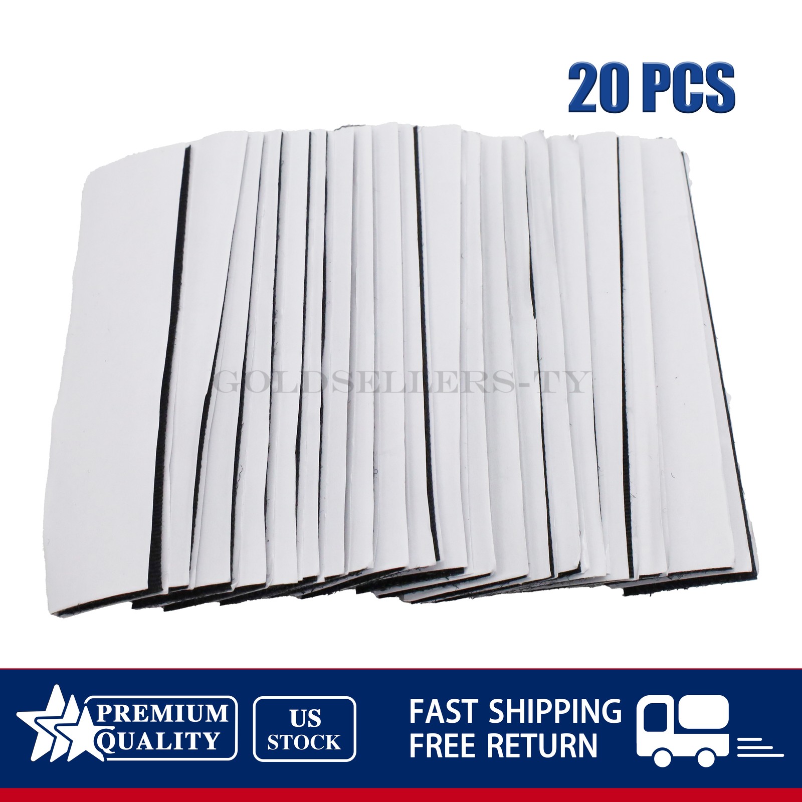 20 Sets Black Heavy Duty Hook & Loop Adhesive Strips Sticky Back Fastener 1x4”