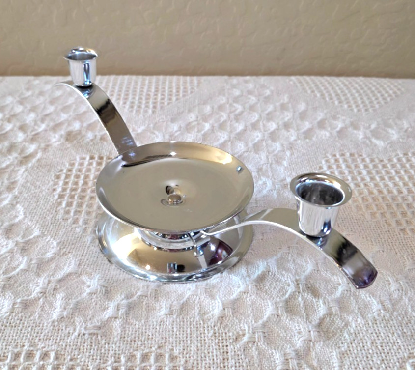 Vintage Silver Wedding Unity Candle Holder Home Decor Pillar Taper Candle Holder