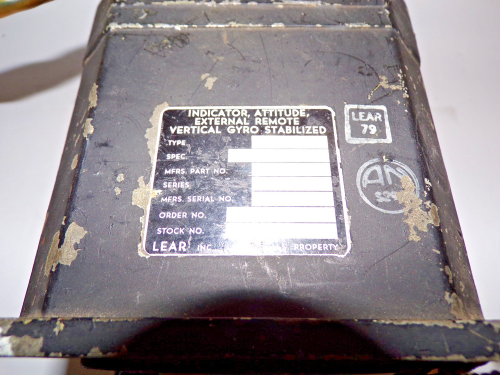 USAF LEAR Aircraft Instrument Attitude Indicator TYPE B-1A Series K