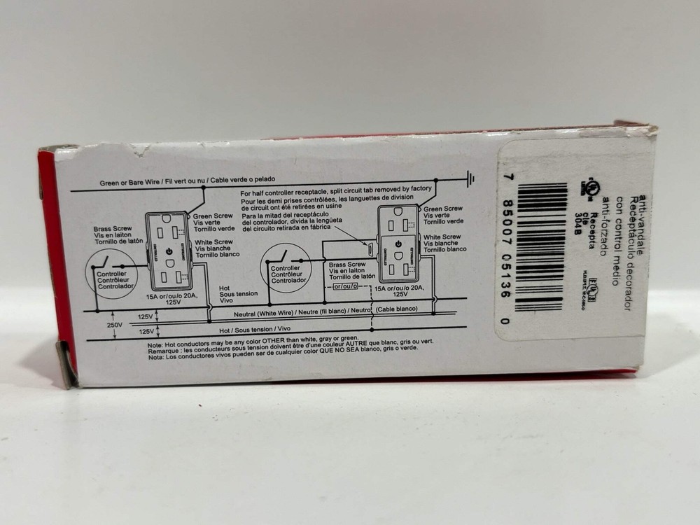 8PK Legrand TR26362CHW Plug Load Ctrl Receptacle 20A, White