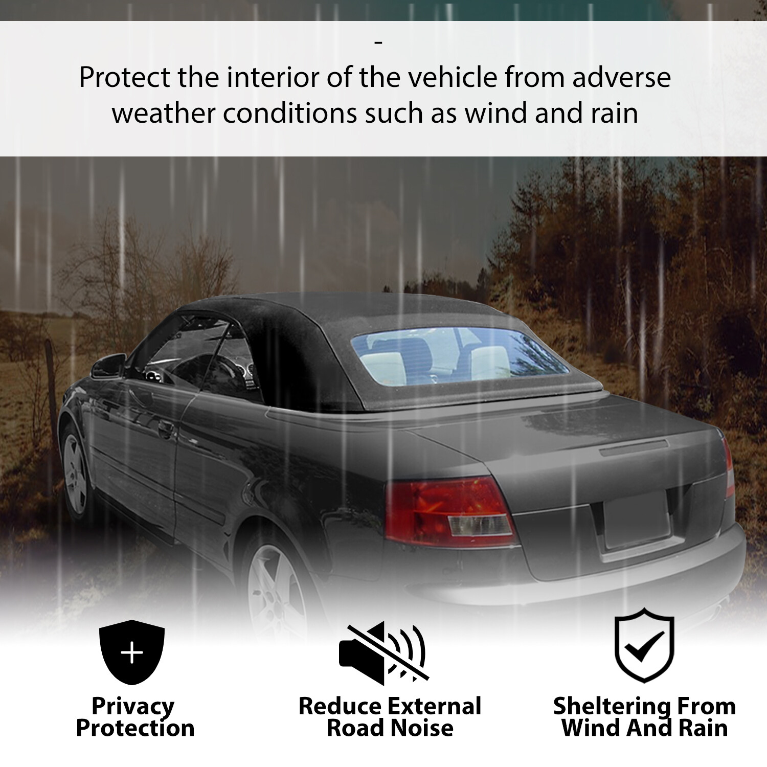 Fits Audi A4 03-09 Black Convertible Top W/ Heated Glass Window Sailcloth Vinyl