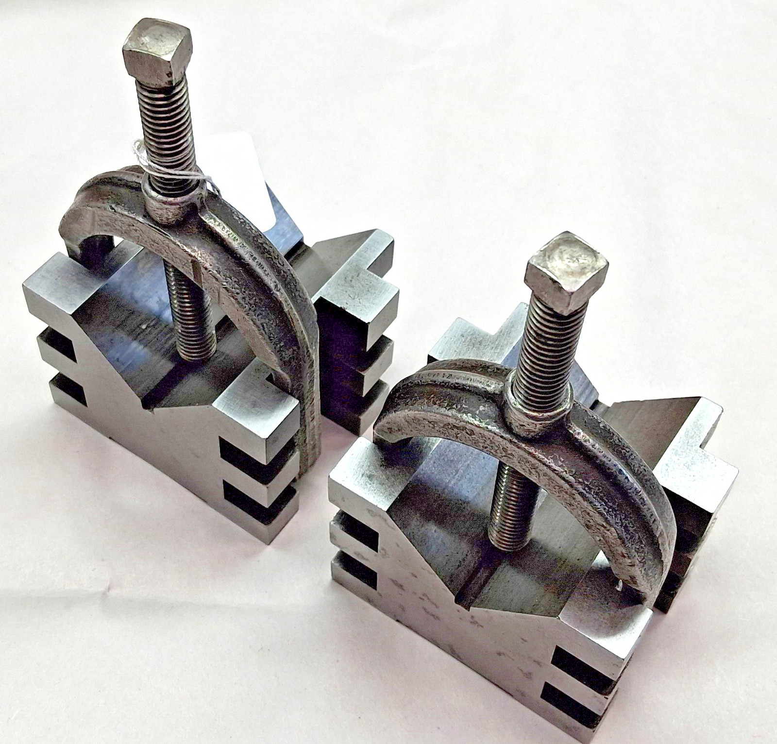 Machinists Set of (2) Brown & Sharpe No.750-B V Blocks w/ Clamps, USA