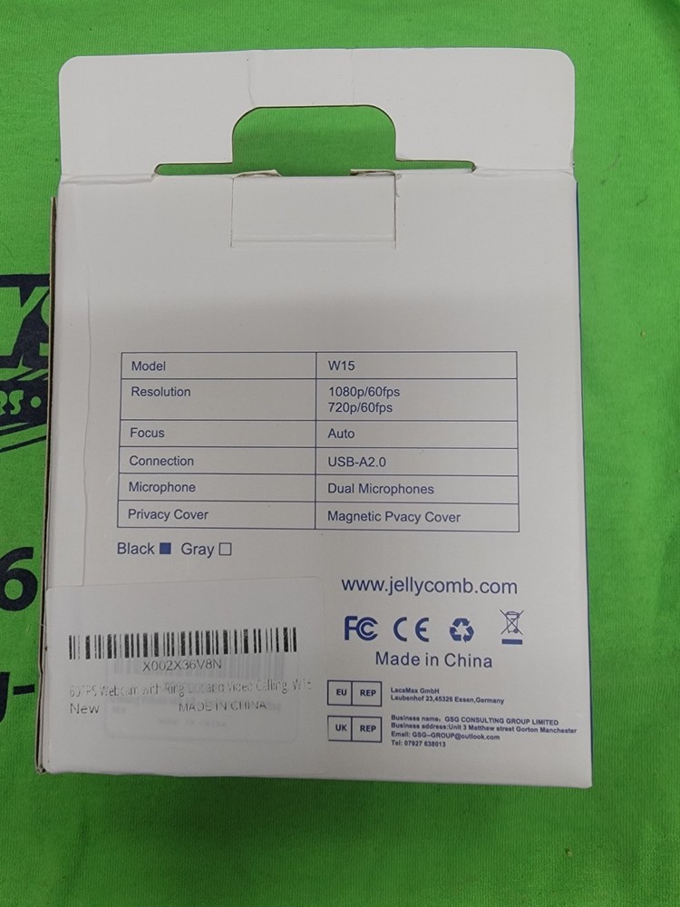 NEW Jelly Comb 60FPS Streaming Webcam with Adjustable Ring Light, 1080P