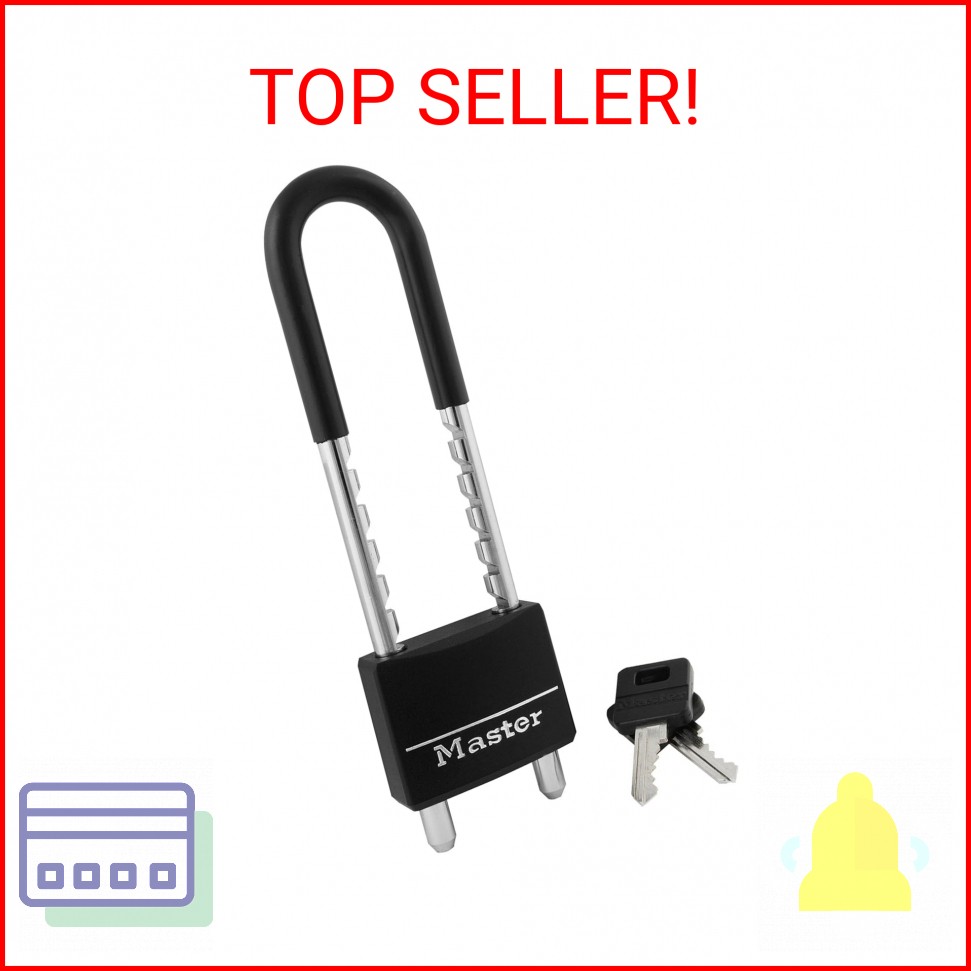 Master Lock 527D Adjustable Shackle Padlock with Key, Black