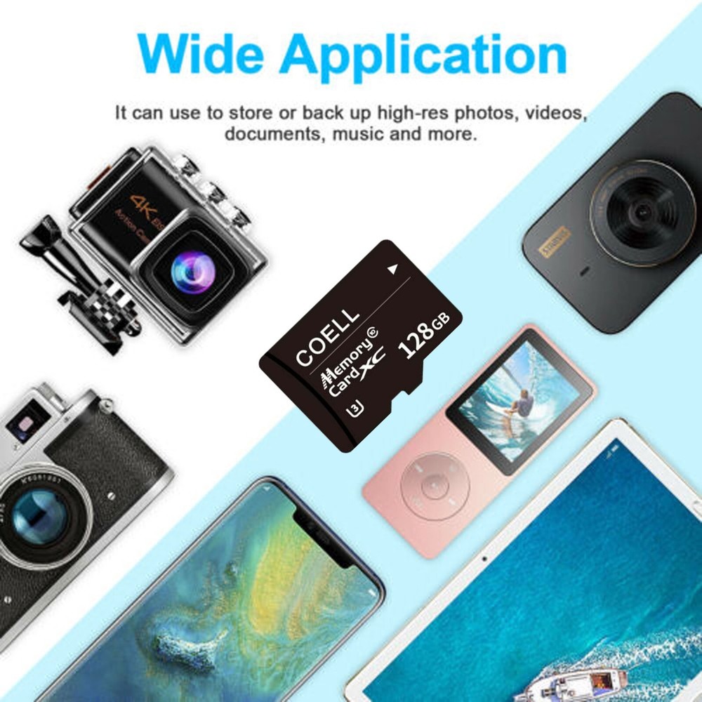 COELL 128G Micro SD TF Card SDXC Flash Class 10 Memory Card 