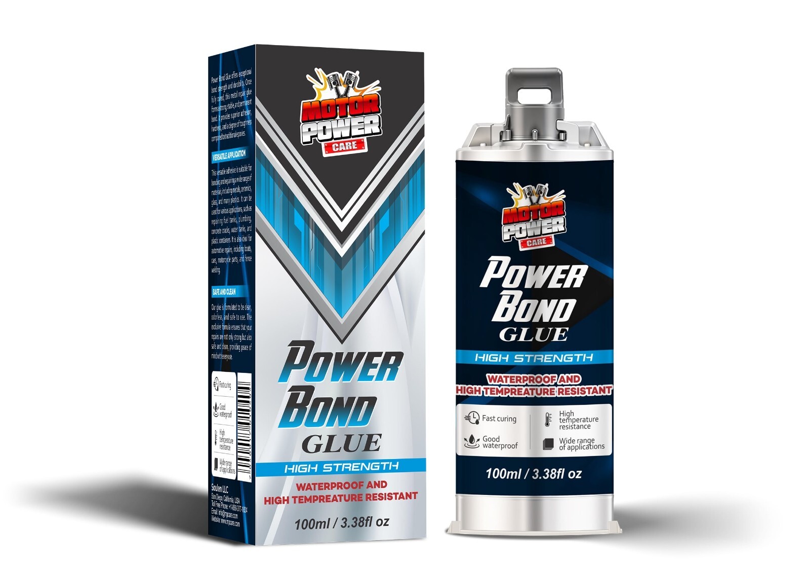 2 x Automotive Power Bond Glue, Metal Repair Glue, High-Temperature Resistant