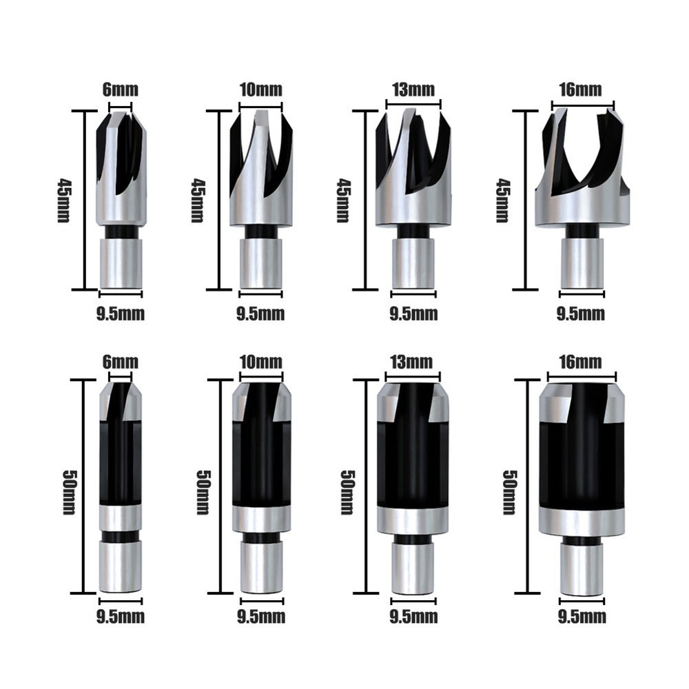 High Performance Round Handle Dowel Drill Bits 8Pcs Set for Woodworking