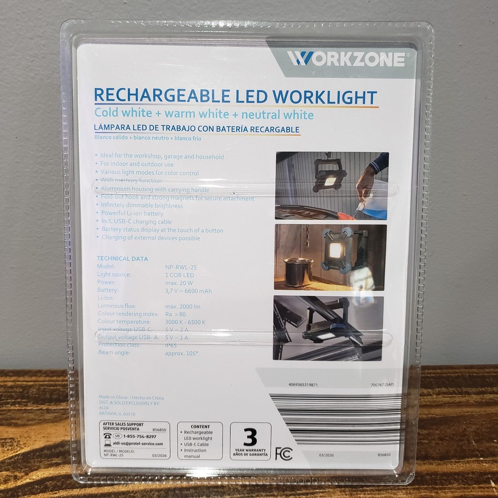 Workzone Rechargeable LED Worklight New