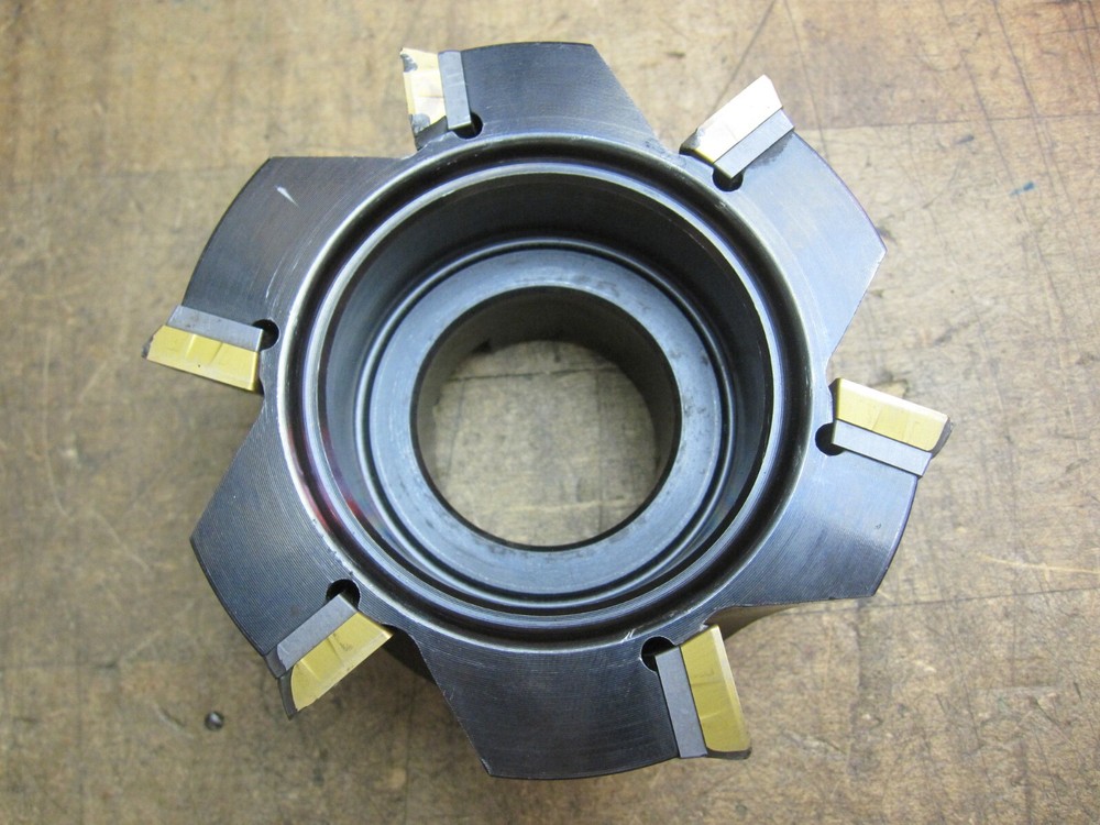 Sandvik 4" indexable 6 insert face shell milling cutter 1-1/2" arbor