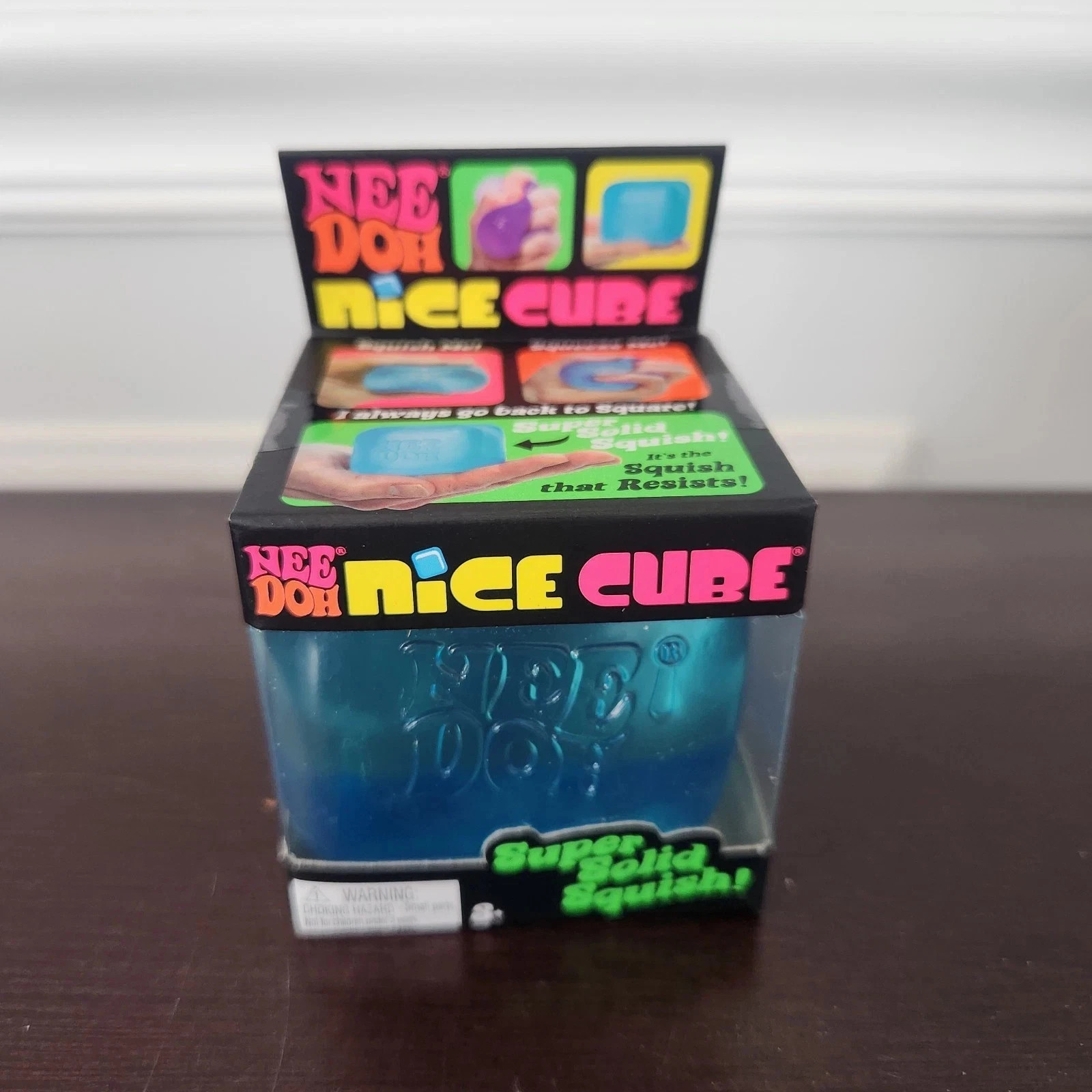 Nee Doh Nice Cubes Ice Cube Toy Fidget Super Solid Squish Blue