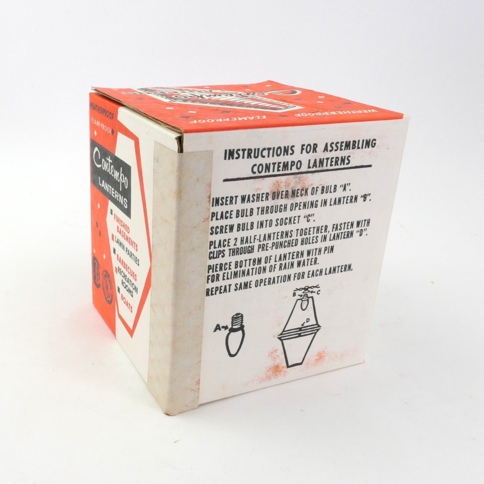 vintage mid century plastic patio lantern tiki string lights new in original box