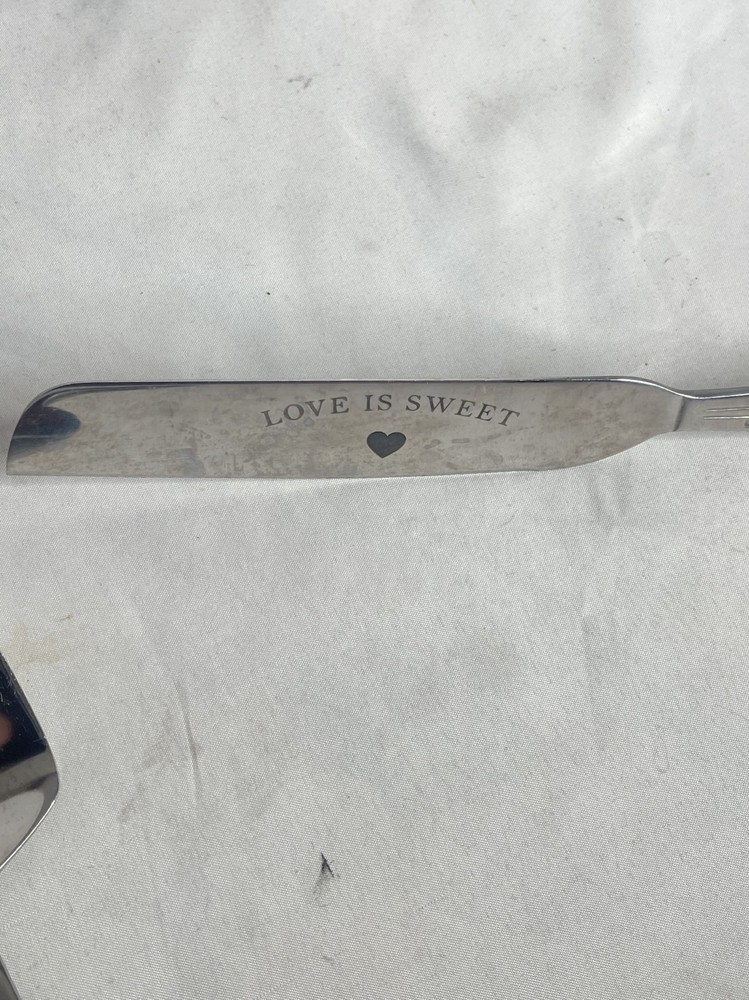 2 PCS Wedding Cake Knife and Server Set, Silver Cake Cutting Set, Engraved