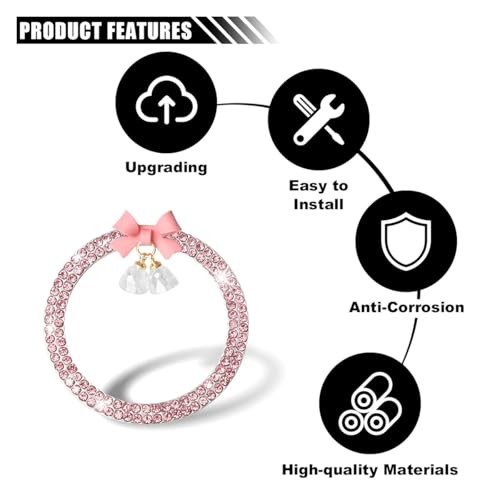 Bling Diamond Car Engine Start Stop Button Decoration Ring, Crystal Pink