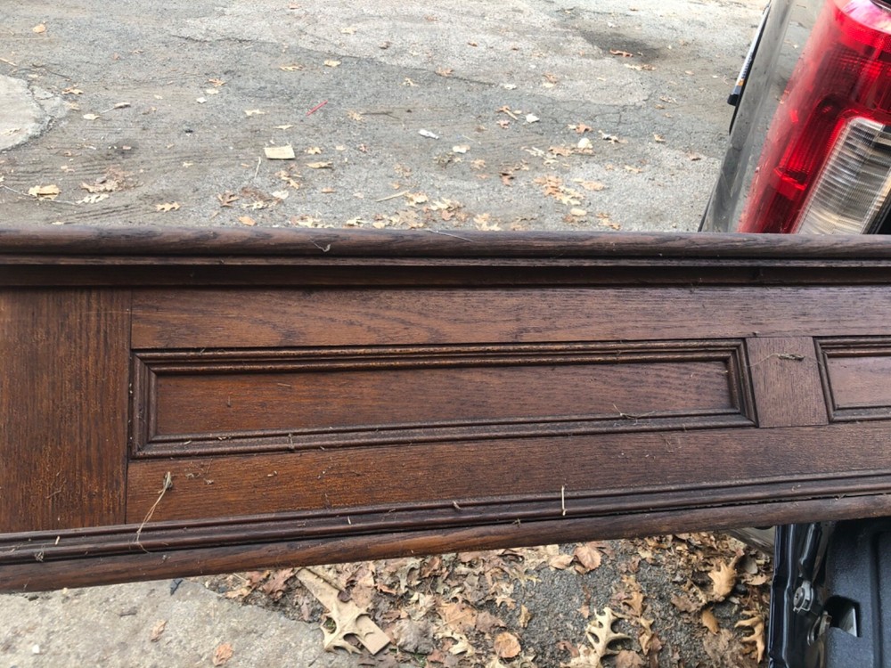 c1880 oak recessed panel wainscot section from stair riser 102” x 11” x 3”