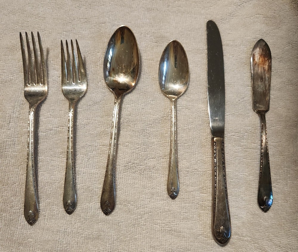 Wm Rogers & Son IS Silver Plate Flatware Set 48 Pcs Vintage