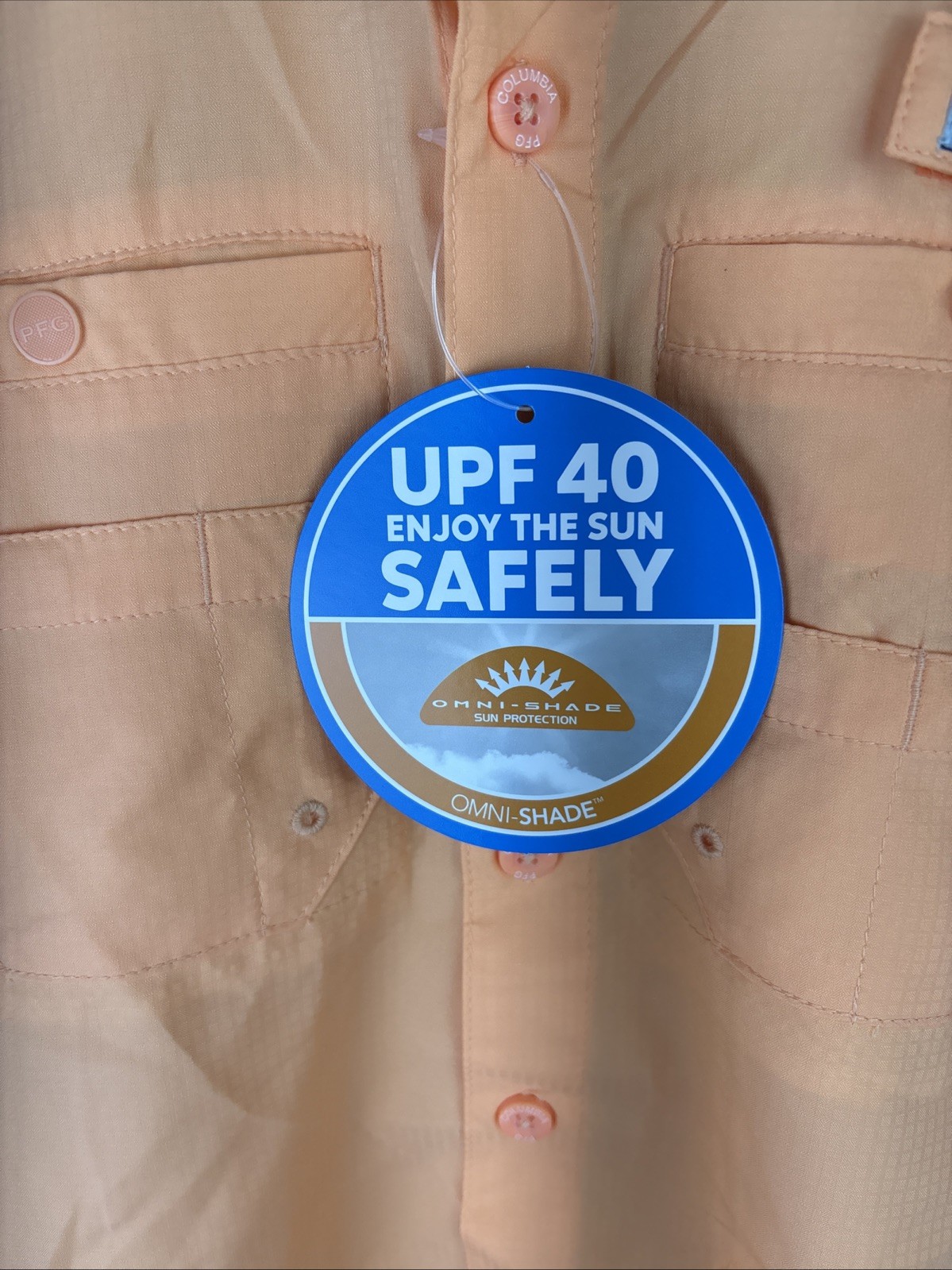 Columbia PFG Size S 8 Youth Short Sleeve Fishing Shirt Peach UPF 40 Omniwick