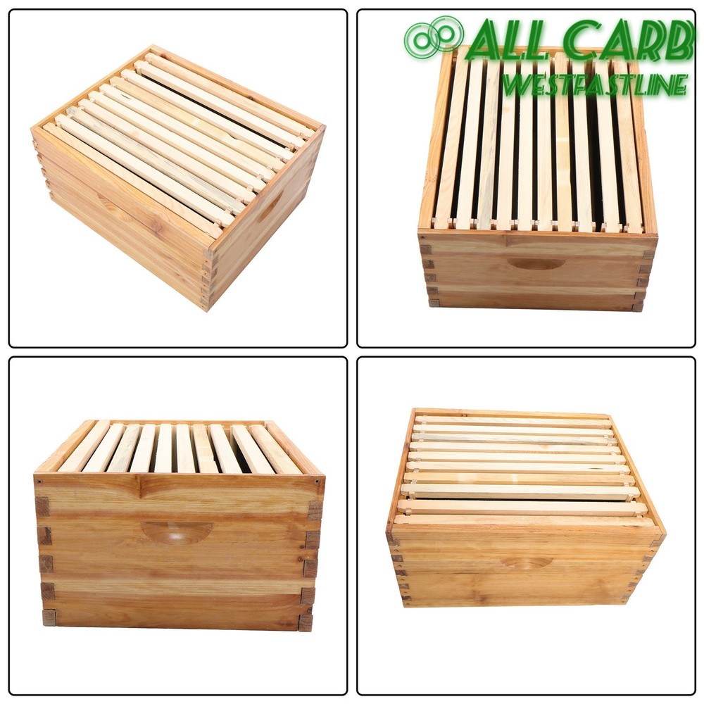 4 Layer 10 Frame Bee Hive Beeswax Coated Includes Beehive Frames and Foundations