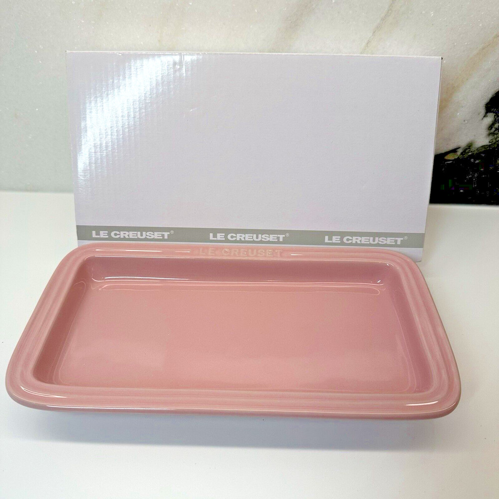 Le Creuset SATIN PINK Rectangular Serving Plate Tray 10.25 x 5.25 x 1.25 NIB