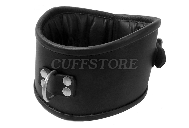 Bondage Padded Leather Posture Collar with Padlock 3" Height