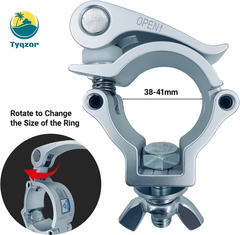 2 Pcs 2 Silver Quick Lock Release Stage Lighting Clamp-TUV certification, Tru...
