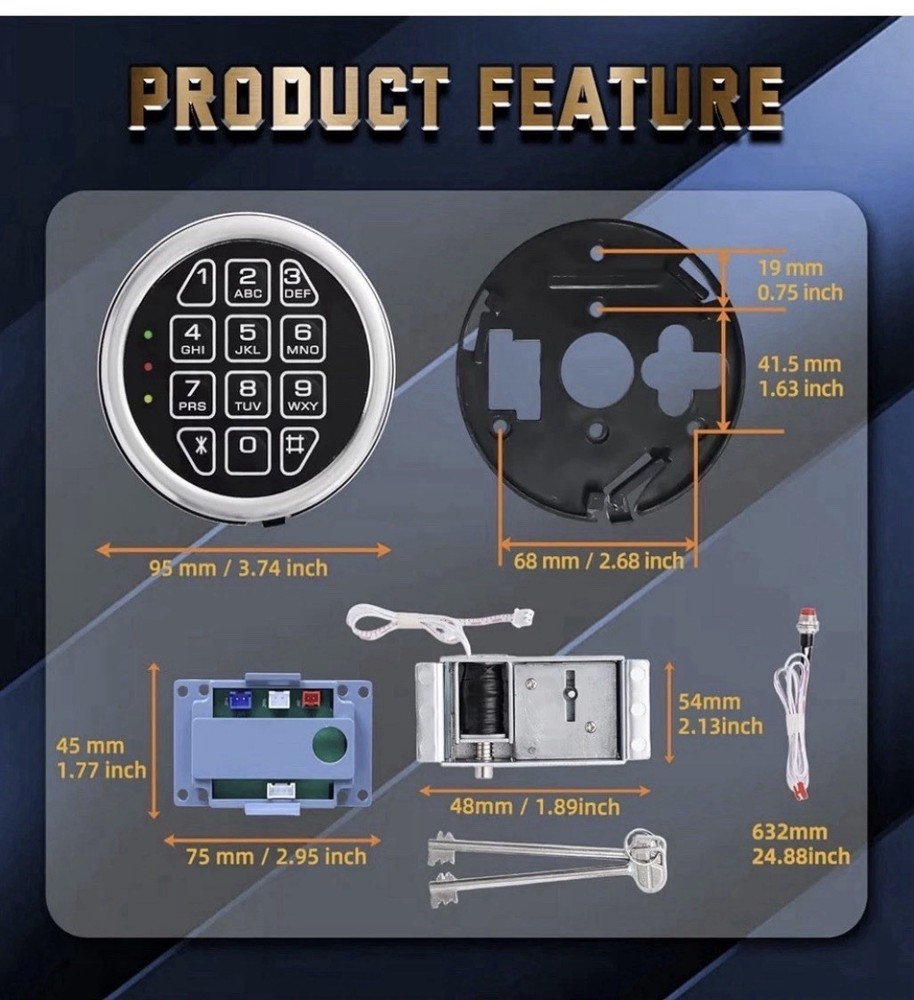 Gun Safe Lock with Programmable Electronic Keypad, Password Electromagnetic Lock