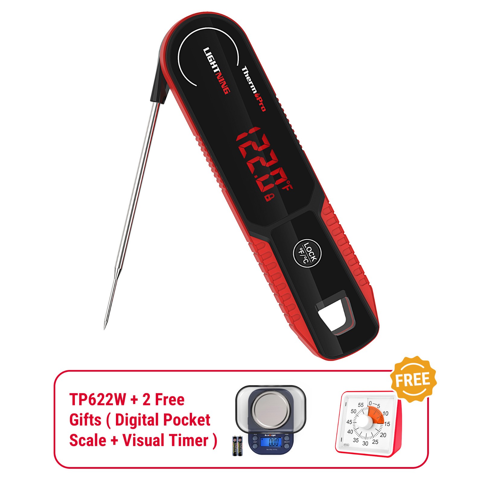 ThermoPro TP622W 1s Instant Read Calibratable Meat Thermometer 10-Year Warranty