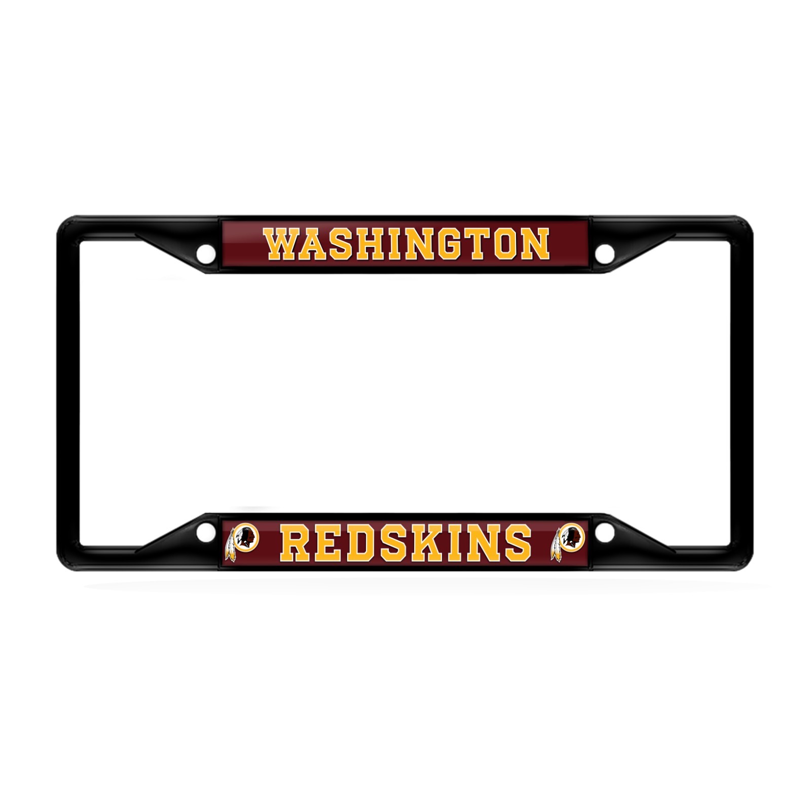Washington Redskins NFL 3D Polyurethane 4-Hole Metal Black License Plate Frame